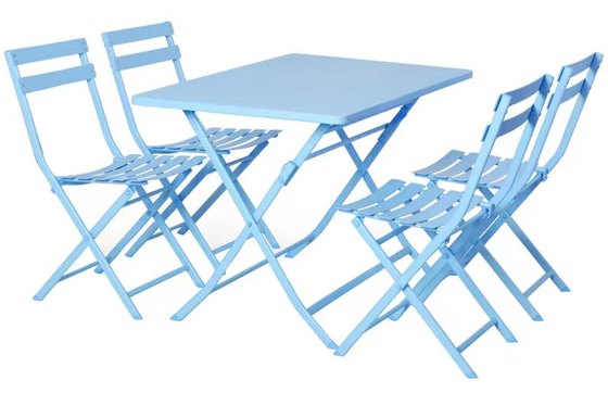 طاولة وكراسي فولاذية قابلة للطي في الهواء الطلق مع مجموعة طعام حديقة 4 أشخاص